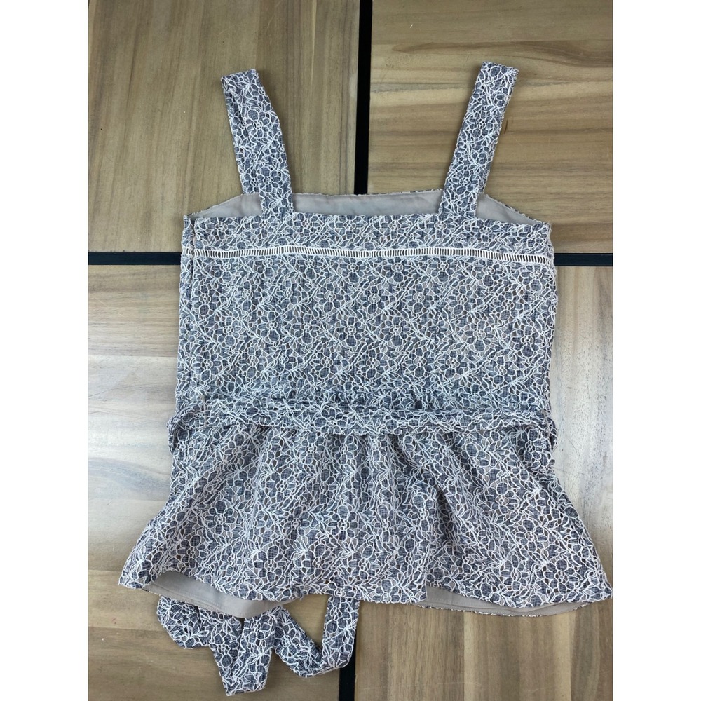 Banana‎ Republic Womens Small Grey Lace Tie Waist Peplum Sleeveless Tank Top